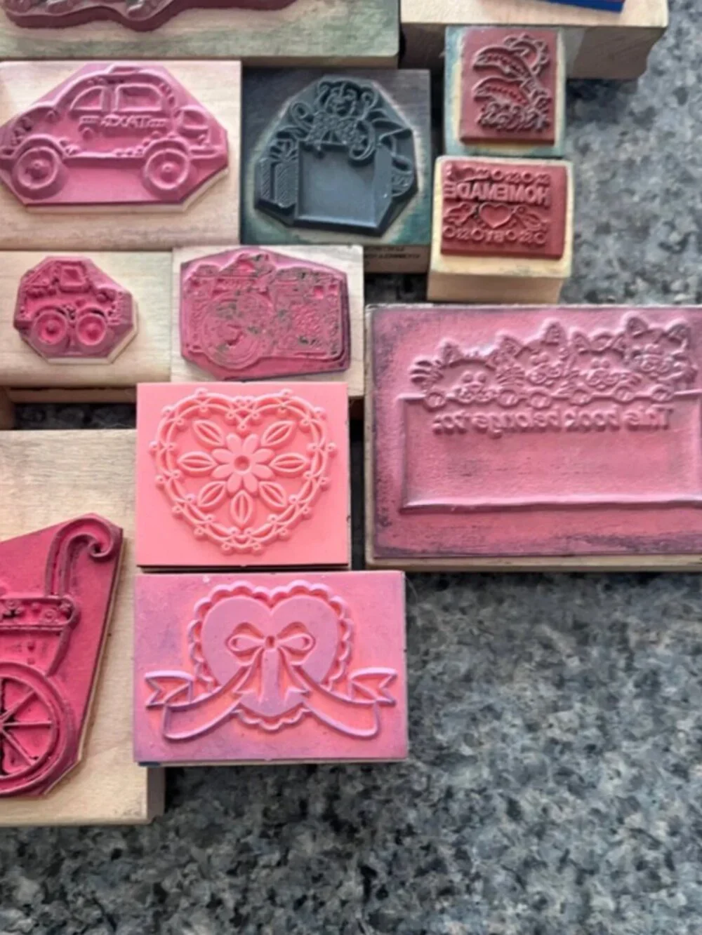 Vintage Wooden Stamp Collection - Natural Wood Color